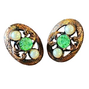 UV Reactive Vintage Copper Color Clip On Earrings